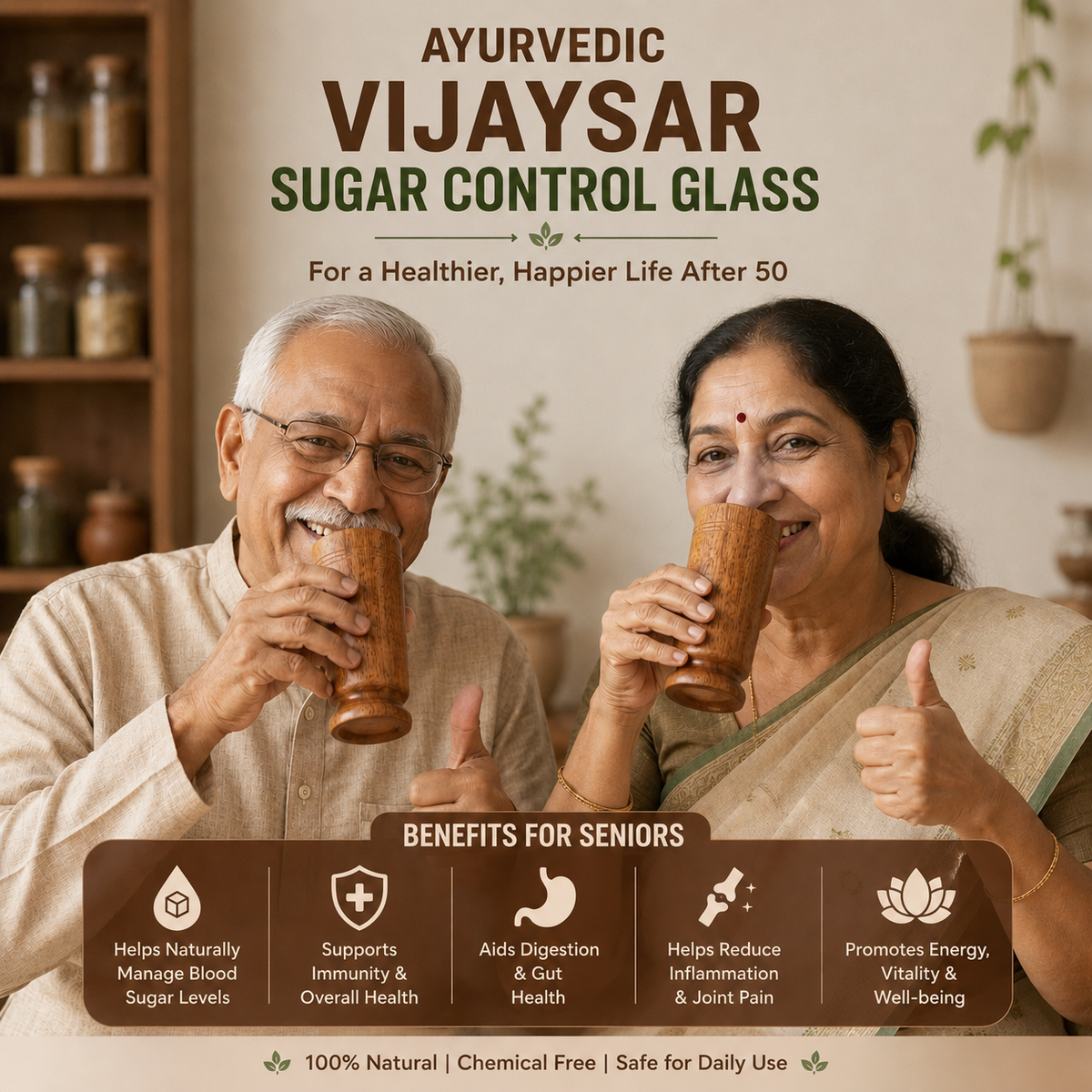 Kansa Wellness™ Ayurvedic Vijaysar Sugar Control Glass -
